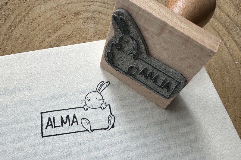 Tampon personnalisé Lapin étiquette