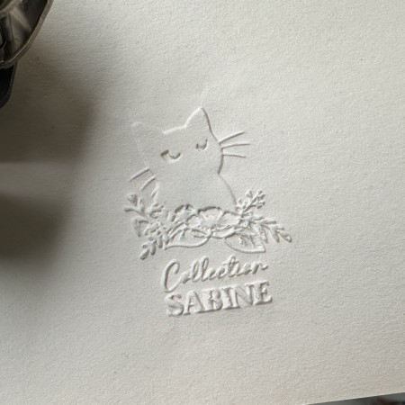 Pince à gaufrer personnalisée Ex libris Chat Fleurs