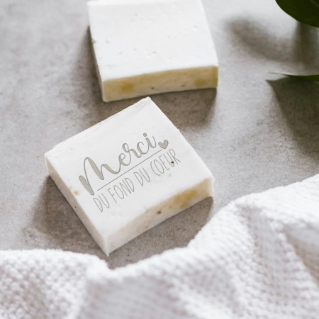 Tampon pour savon et céramique - Merci coeur