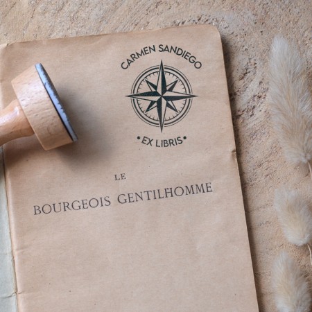 Tampon Ex Libris Boussole Rose des Vents