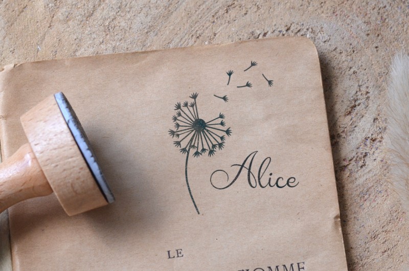 Tampon Dandelion Pissenlit avec prénom personnalisé
