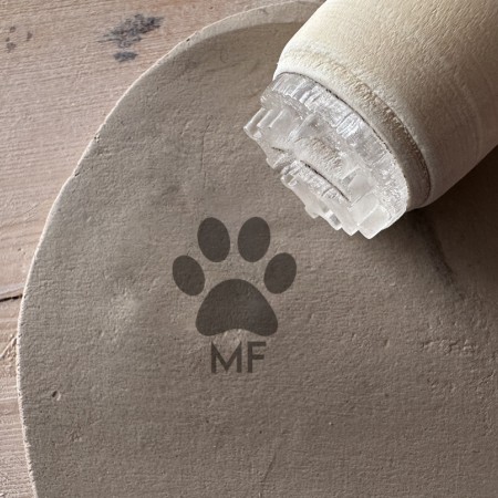 Tampon Signature pour poterie - Patte de Chien et initiales
