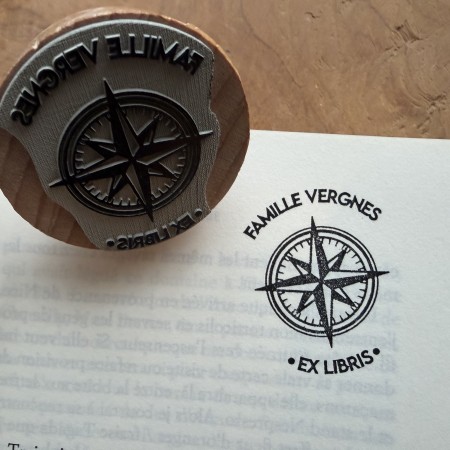 Tampon Ex Libris Boussole Rose des Vents