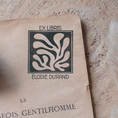 Tampon Ex Libris Corail avec prénom