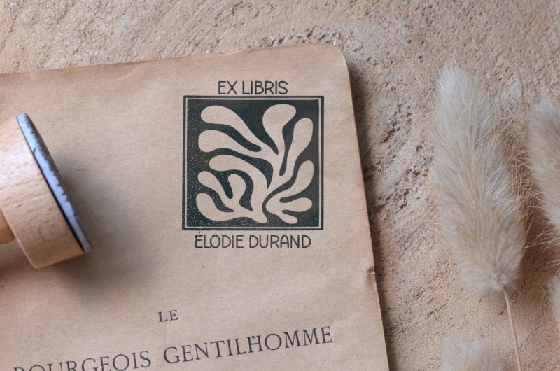 Tampon Ex Libris Corail avec prénom