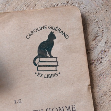 Tampon Ex Libris Chat et livres