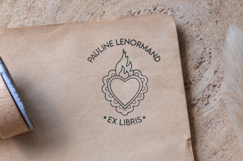 Tampon Ex Libris Coeur Ex Voto
