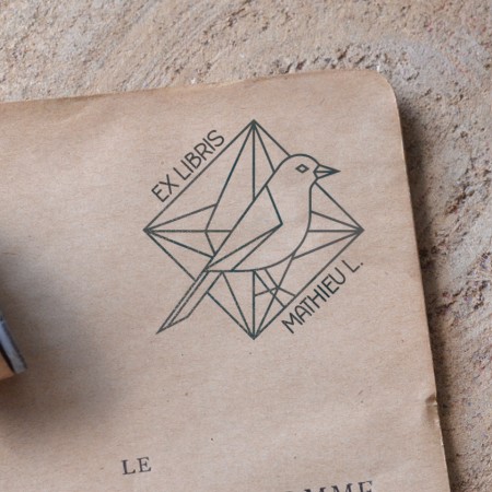 Tampon Ex Libris Oiseau Low Poly