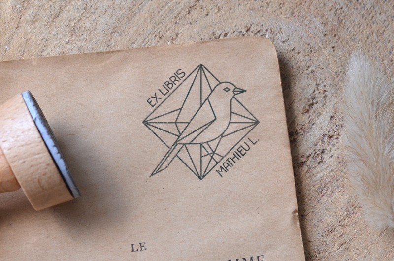 Tampon Ex Libris Oiseau Low Poly