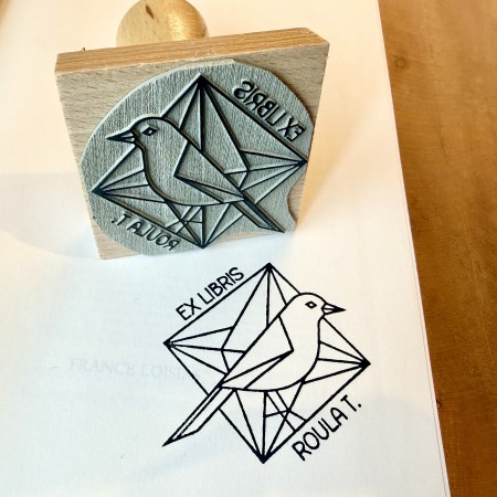 Tampon Ex Libris Oiseau Low Poly