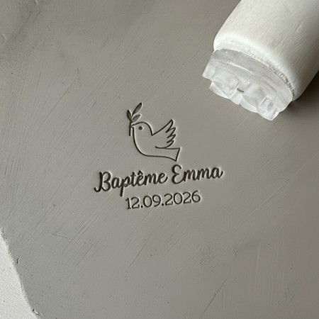 Tampon poterie - colombe personnalisée
