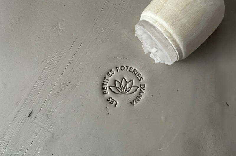 Tampon Signature pour poterie Lotus circulaire
