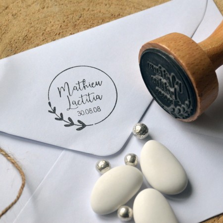 Tampon Mariage Branche avec prénoms et date