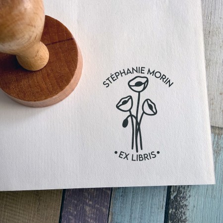 Tampon Ex Libris Coquelicot personnalisé