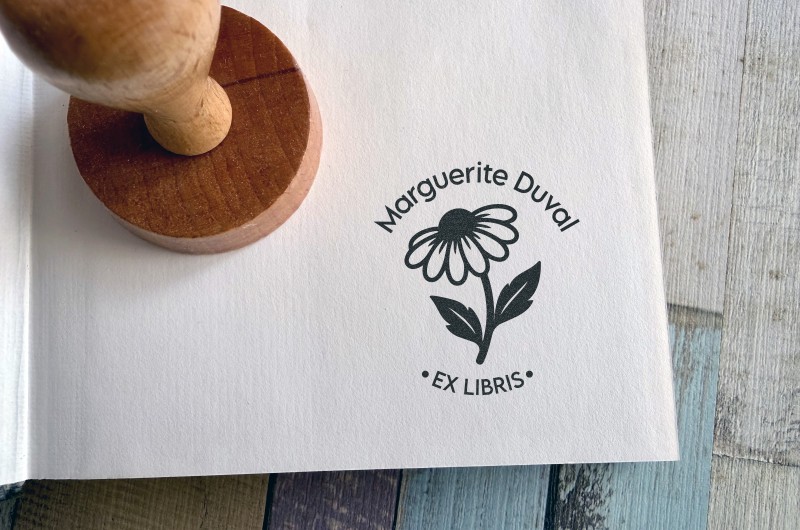Tampon Ex Libris Marguerite personnalisé