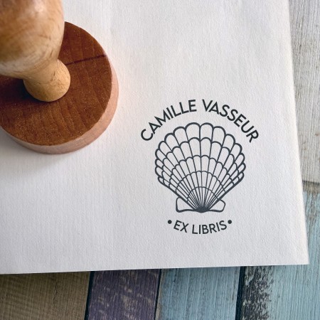 Tampon Ex Libris Coquillage pour livres