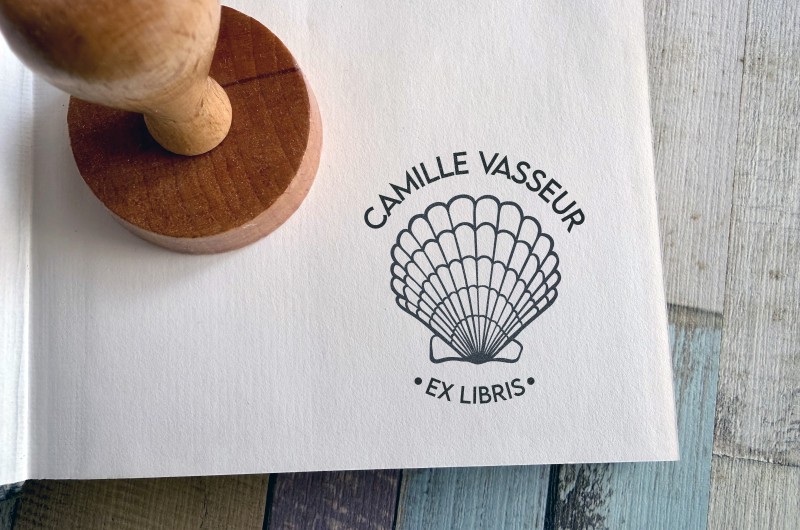 Tampon Ex Libris Coquillage pour livres