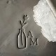 Tampon Signature pour céramique - fleurs sauvages et initiales