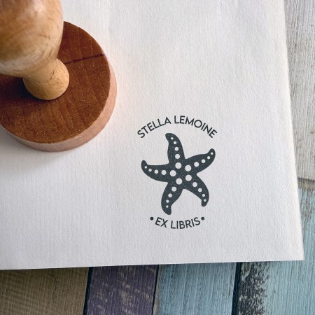 Tampon Ex Libris Étoile de mer pour livres personnalisés