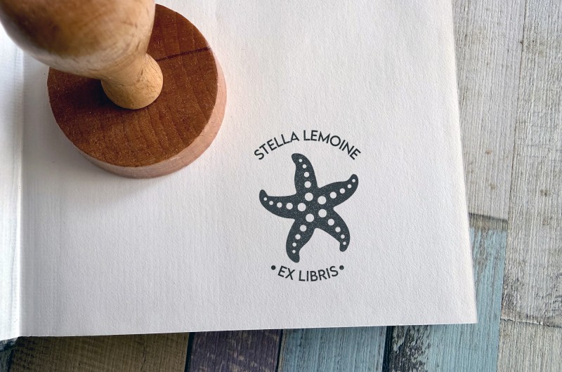 Tampon Ex Libris Étoile de mer pour livres personnalisés