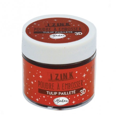 Poudre à embosser Izink Rouge Tulipe Paillettes