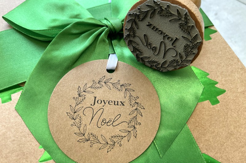 Tampon Joyeux Noël couronne de houx