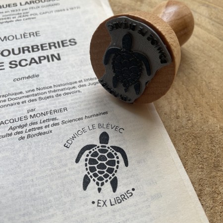 Tampon Ex Libris Tortue personnalisé