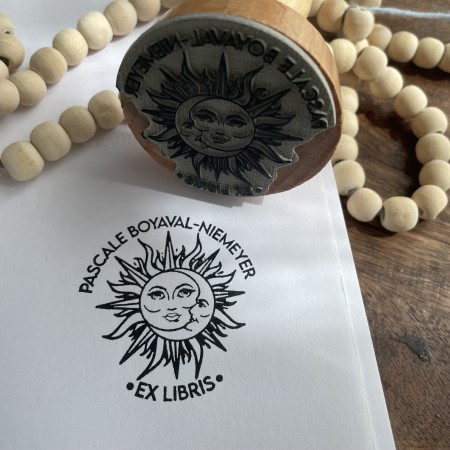 Tampon Ex Libris Lune et Soleil