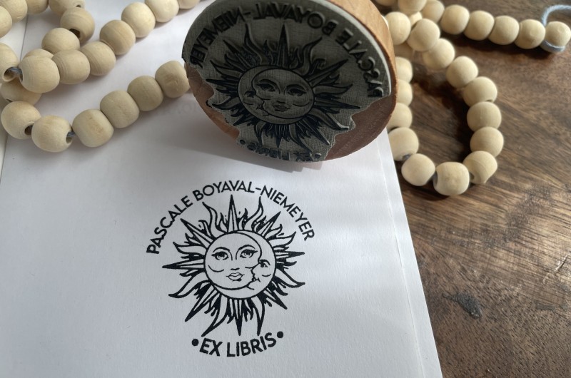 Tampon Ex Libris Lune et Soleil