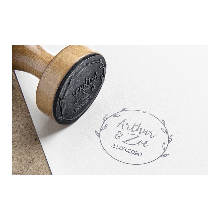 Tampon mariage Feuilles et Coeur