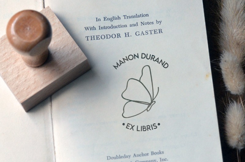 Tampon Ex Libris Papillon Line art