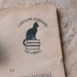 Tampon Ex Libris Chat et livres