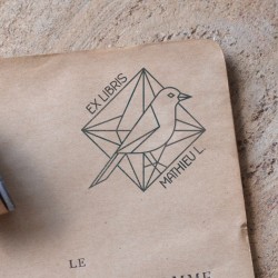 Tampon Ex Libris Oiseau Low Poly